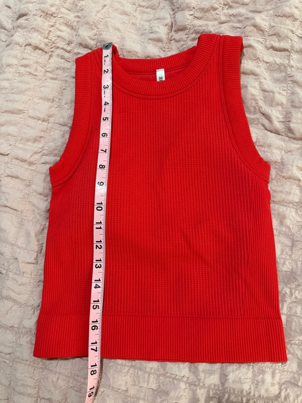 Zenana Outfitters Red Ribbed Sleeveless Tank, built in bra with pads. - Picture 5 of 6